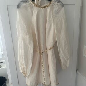 Zimmerman Rouleau Chain Mini Dress in Eggshell